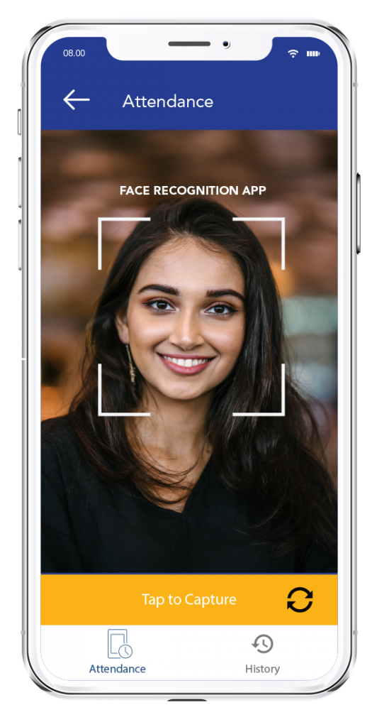 a phone screen shown a image of system face recognition