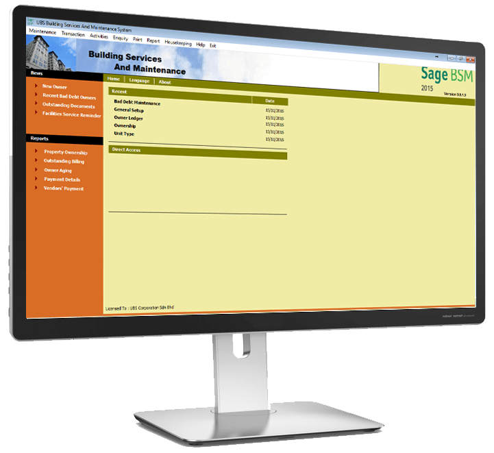 UBS BSM from a desktop screen display