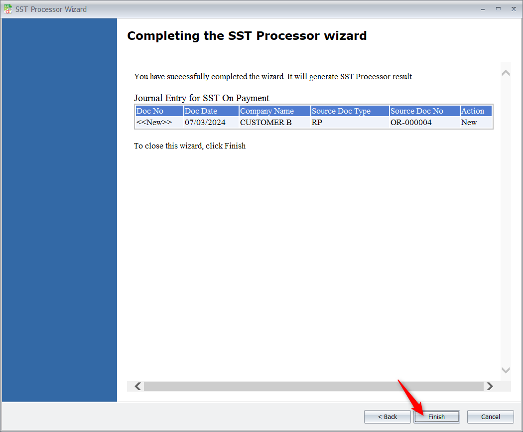 2.4 perform sst on payment by complete sst processor wizard