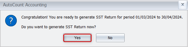 2.4.1 perform sst on payment by clicking yes or no